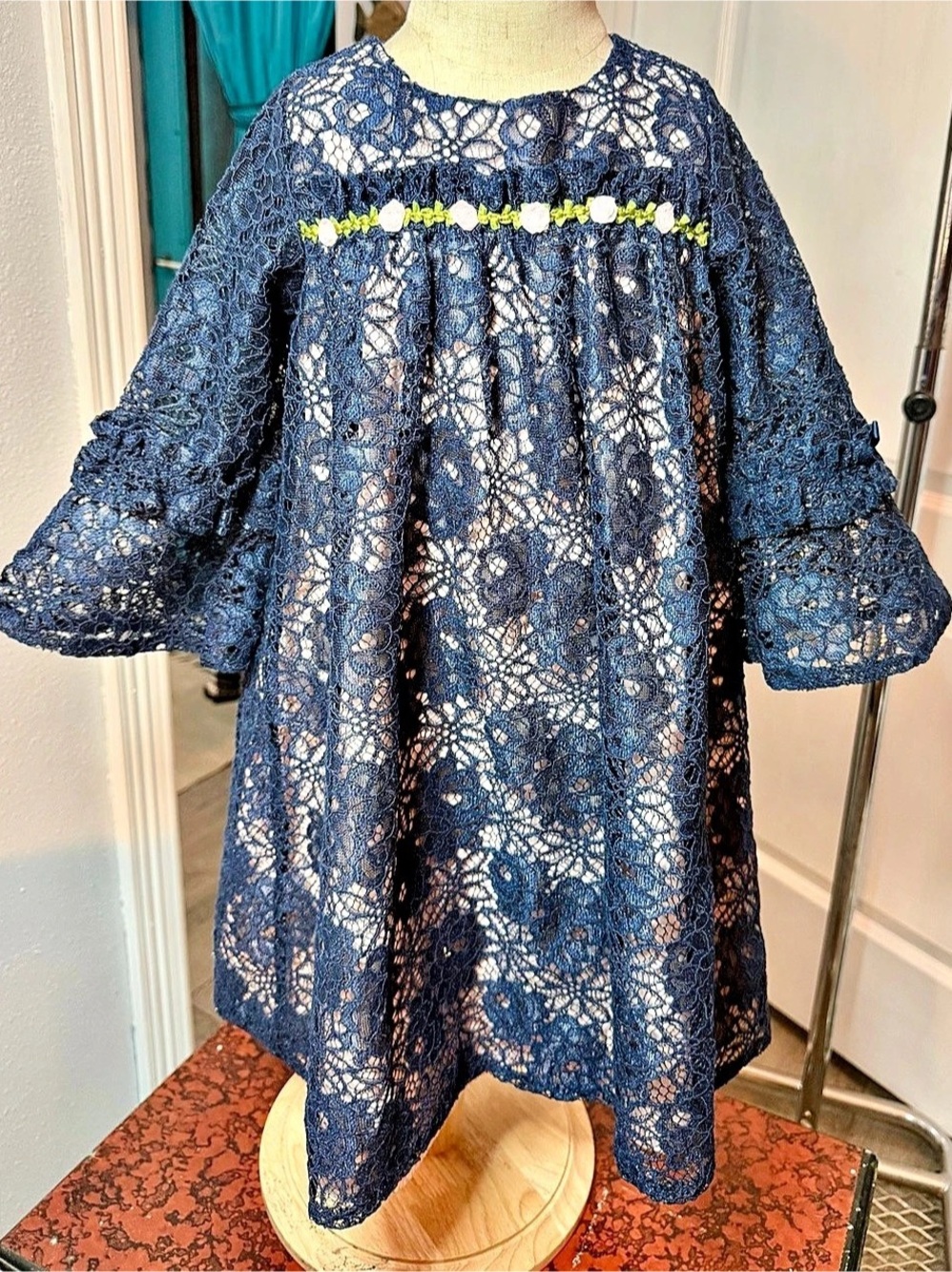 Laura Ashley Floral Lace Dress Blue Girls 4